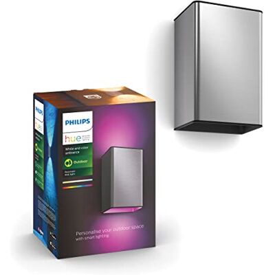 Philips White and Color Ambiance led-buitenlamp dimbaar, tot 16 miljoen kleuren, bediening via app, compatibel met Amazon Alexa (Echo, Echo Dot) zilver Philips White and Color Ambiance led-buitenlamp dimbaar, tot 16 miljoen kleuren, bediening via app, compatibel met Amazon Alexa (Echo, Echo Dot) zilver