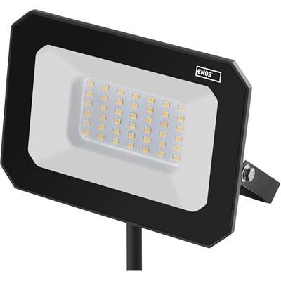 EMOS SIMPO Led-schijnwerper, 30 W, IP65 waterdicht, voor vochtige ruimtes of buiten, superhelder, 3000 lm, neutraal wit 4000 K, levensduur 25.000 uur, inclusief 20 cm aansluitkabel EMOS SIMPO Led-schijnwerper, 30 W, IP65 waterdicht, voor vochtige ruimtes of buiten, superhelder, 3000 lm, neutraal wit 4000 K, levensduur 25.000 uur, inclusief 20 cm aansluitkabel