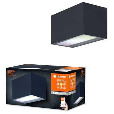LEDVANCE SMART WI-FI WIDE BRICK RGB 14,5 cm donkergrijze dimbare led-wandlamp met hoogwaardige aluminium behuizing, rechthoekig, kleurcontrole, 14 W, 3000 K warm wit, 600 lm, IP44 LEDVANCE SMART WI-FI WIDE BRICK RGB 14,5 cm donkergrijze dimbare led-wandlamp met hoogwaardige aluminium behuizing, rechthoekig, kleurcontrole, 14 W, 3000 K warm wit, 600 lm, IP44