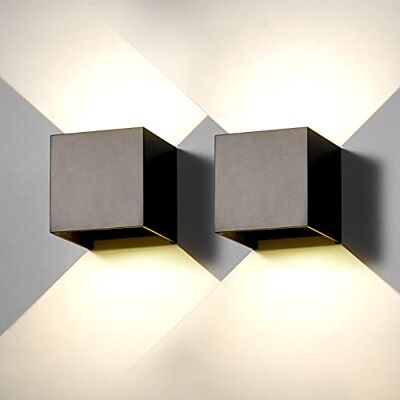 FUPE Set van 2 ledbuitenwandlampen, binnenwandlamp, led, zwart, 12 W, natuurlijk wit, 4000 K, IP65, waterdicht, vierkant, aluminium, wandlamp, boven- en onderkant, verstelbaar, eenvoudig te installeren FUPE Set van 2 ledbuitenwandlampen, binnenwandlamp, led, zwart, 12 W, natuurlijk wit, 4000 K, IP65, waterdicht, vierkant, aluminium, wandlamp, boven- en onderkant, verstelbaar, eenvoudig te installeren
