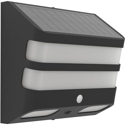 EGLO Stiappa led-buitenwandlamp, zonnelamp met bewegingsmelder, wandverlichting voor buiten, kunststof, zwart/wit, IP44 EGLO Stiappa led-buitenwandlamp, zonnelamp met bewegingsmelder, wandverlichting voor buiten, kunststof, zwart/wit, IP44
