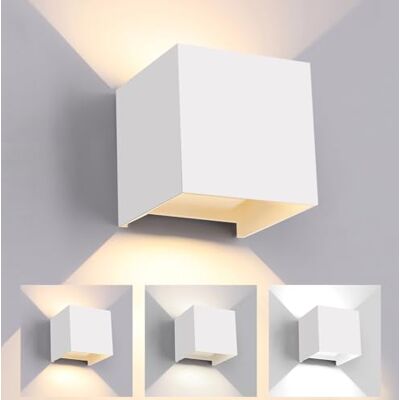 FUPE Ledwandlamp voor buiten, binnen, licht, verstelbaar, 3 kleuren, wandlamp, IP65, waterdicht, modern, wit, 15 W, vierkante aluminium wandlamp, instelling van de stralingshoek, 11 cm FUPE Ledwandlamp voor buiten, binnen, licht, verstelbaar, 3 kleuren, wandlamp, IP65, waterdicht, modern, wit, 15 W, vierkante aluminium wandlamp, instelling van de stralingshoek, 11 cm