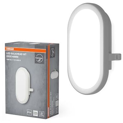 OSRAM Bulkhead led-wandlamp, 11 W, 4000 K, 840 lm, IP54, IK06, schokbestendig, behuizing van wit polycarbonaat, 120 graden stralingshoek, voor kelders en garages OSRAM Bulkhead led-wandlamp, 11 W, 4000 K, 840 lm, IP54, IK06, schokbestendig, behuizing van wit polycarbonaat, 120 graden stralingshoek, voor kelders en garages