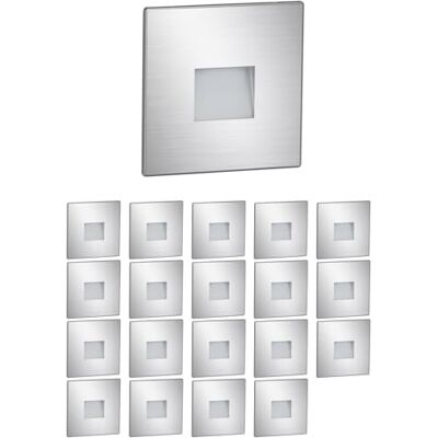 ledscom.de LED traplicht/wandlamp FOW voor binnen en buiten, downlight, hoekig, roestvrij staal, 85 x 85mm, warm wit, 20st. ledscom.de LED traplicht/wandlamp FOW voor binnen en buiten, downlight, hoekig, roestvrij staal, 85 x 85mm, warm wit, 20st.