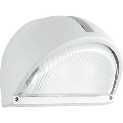 EGLO Buitenwandlamp Onja, 1-lichts buitenlamp, wandspot van gegoten aluminium, kleur: wit, glas: geribbeld, helder, fitting: E27, IP44 EGLO Buitenwandlamp Onja, 1-lichts buitenlamp, wandspot van gegoten aluminium, kleur: wit, glas: geribbeld, helder, fitting: E27, IP44
