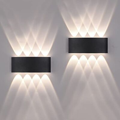FUPE 2 stuks wandlampen voor buiten en binnen, led, 16 W, 1600 lm, IP65, waterdicht, modern, van aluminium Up and Down licht, zwart, 4500 K, natuurlijk licht FUPE 2 stuks wandlampen voor buiten en binnen, led, 16 W, 1600 lm, IP65, waterdicht, modern, van aluminium Up and Down licht, zwart, 4500 K, natuurlijk licht