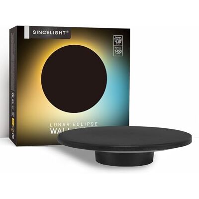 SINCELIGHT Wandlamp met led-achtergrondverlichting, 13 W, Φ220 mm, IP65 waterdicht, sfeervolle wandlampen, modern en artistiek, verstelbaar van warm wit tot koudwit, serie LUNAR ECLIPSE SINCELIGHT Wandlamp met led-achtergrondverlichting, 13 W, Φ220 mm, IP65 waterdicht, sfeervolle wandlampen, modern en artistiek, verstelbaar van warm wit tot koudwit, serie LUNAR ECLIPSE
