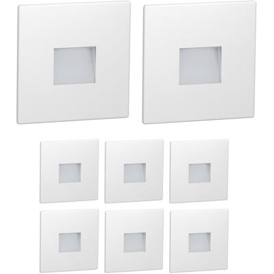ledscom.de 8 stuks LED trapverlichting/wandinbouwlamp FOW voor binnen en buiten, downlight, rechthoekig, 85 x 85 mm, warm wit ledscom.de 8 stuks LED trapverlichting/wandinbouwlamp FOW voor binnen en buiten, downlight, rechthoekig, 85 x 85 mm, warm wit