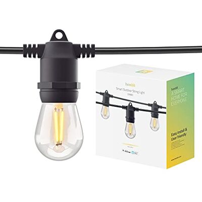 Hombli Slimme lichtketting voor buiten, met 10 gloeilampen, dimbaar, warmwit licht voor tuin, terras, balkon, decoratie en bruiloft, instelbare helderheid, 2700 K Hombli Slimme lichtketting voor buiten, met 10 gloeilampen, dimbaar, warmwit licht voor tuin, terras, balkon, decoratie en bruiloft, instelbare helderheid, 2700 K