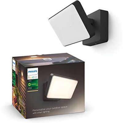 Philips Welcome Verstraler Buitenlamp IP44 Duurzame led-verlichting Warmwit Licht Dimbaar Verbind met Bridge Werkt Alexa en Google Home Zwart Philips Welcome Verstraler Buitenlamp IP44 Duurzame led-verlichting Warmwit Licht Dimbaar Verbind met Bridge Werkt Alexa en Google Home Zwart
