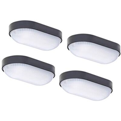 Oktaplex lighting Oktaplex Set van 4 led-kelderlampen, Base, 9 W, 800 lm, IP65, neutraal wit, 4000 K, ovale lamp, wandlamp, plafondlamp, antraciet Oktaplex lighting Oktaplex Set van 4 led-kelderlampen, Base, 9 W, 800 lm, IP65, neutraal wit, 4000 K, ovale lamp, wandlamp, plafondlamp, antraciet