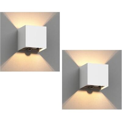 ledscom.de 2 stuks CUBEL wandlamp voor buiten, IP65, up/downlight, bewegingsmelder, mat wit, vierkant, 1 x G9 max. 10 W ledscom.de 2 stuks CUBEL wandlamp voor buiten, IP65, up/downlight, bewegingsmelder, mat wit, vierkant, 1 x G9 max. 10 W