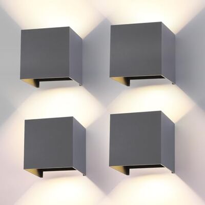 FUPE 4 stuks wandlampen voor binnen en buiten, verstelbaar, 3 kleuren, led-wandlamp voor buiten, IP65, waterdicht, modern, donkergrijs, 15 W, vierkante wandlamp van aluminium, instelbare stralingshoek, 11 FUPE 4 stuks wandlampen voor binnen en buiten, verstelbaar, 3 kleuren, led-wandlamp voor buiten, IP65, waterdicht, modern, donkergrijs, 15 W, vierkante wandlamp van aluminium, instelbare stralingshoek, 11