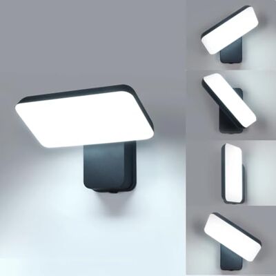 Comely Led-tuinwandlamp voor buiten, 16 W, IP65, waterdicht, 350, moderne draaibare wandlamp voor tuin, koud wit licht, 6500 K, zwart, schakelaarbediening Comely Led-tuinwandlamp voor buiten, 16 W, IP65, waterdicht, 350, moderne draaibare wandlamp voor tuin, koud wit licht, 6500 K, zwart, schakelaarbediening