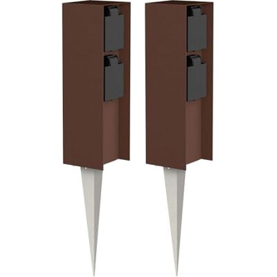 ledscom.de 2 x POMI tuincontactdoos met grondpen voor buiten, IP44, 2 x bruin, vierkant, 23 cm ledscom.de 2 x POMI tuincontactdoos met grondpen voor buiten, IP44, 2 x bruin, vierkant, 23 cm
