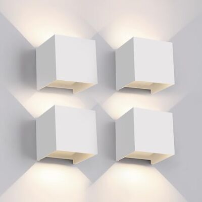 FUPE Wandlamp voor buiten, binnen, led, G9-lampen, vervangbaar, IP65, waterdicht, wandlamp, voor buiten, wit, 4000 K, natuurlijk licht, vierkant, aluminium, instelling van de verlichtingshoek FUPE Wandlamp voor buiten, binnen, led, G9-lampen, vervangbaar, IP65, waterdicht, wandlamp, voor buiten, wit, 4000 K, natuurlijk licht, vierkant, aluminium, instelling van de verlichtingshoek