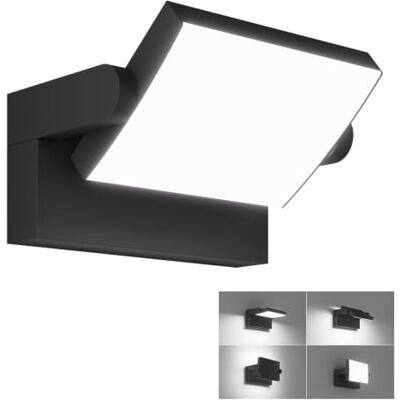 Klighten 24 W led-wandlamp voor binnen en buiten, IP65, verstelbare wandlamp, moderne aluminium wandlampen voor entree, tuin, balkon, hal, koud wit, 5700 K-6000 K, zwart Klighten 24 W led-wandlamp voor binnen en buiten, IP65, verstelbare wandlamp, moderne aluminium wandlampen voor entree, tuin, balkon, hal, koud wit, 5700 K-6000 K, zwart