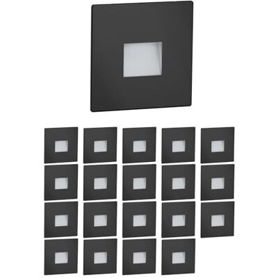 ledscom.de LED traplamp/wandlamp FOW voor binnen en buiten, downlight, hoekig, zwart, 85 x 85mm, warm wit, 20st. ledscom.de LED traplamp/wandlamp FOW voor binnen en buiten, downlight, hoekig, zwart, 85 x 85mm, warm wit, 20st.
