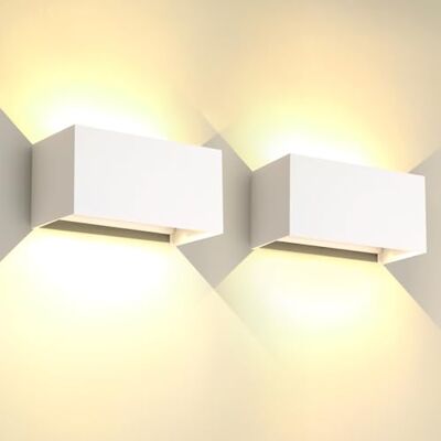 FUPE 2 stuks 25 W led-wandlampen voor binnen en buiten, IP65 waterdicht, modern, aluminium, wandlampen voor buiten, lamp, lichthoek, verstelbaar, wit, 3000 K, warm wit FUPE 2 stuks 25 W led-wandlampen voor binnen en buiten, IP65 waterdicht, modern, aluminium, wandlampen voor buiten, lamp, lichthoek, verstelbaar, wit, 3000 K, warm wit