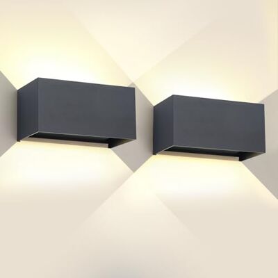 FUPE 2 stuks 25 W led-wandlamp voor binnen en buiten, IP65, waterdicht, modern, aluminium, wandlampen voor buiten, lamp, hoek, verstelbaar, antraciet, 4000 K, natuurlijk wit FUPE 2 stuks 25 W led-wandlamp voor binnen en buiten, IP65, waterdicht, modern, aluminium, wandlampen voor buiten, lamp, hoek, verstelbaar, antraciet, 4000 K, natuurlijk wit