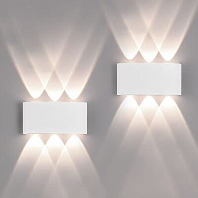 FUPE 2 stuks wandlampen voor buiten/binnen, led, 12 W, 1200 lm, IP65, waterdicht, modern, van aluminium Up and Down helder (wit, 4500 K, natuurlijk licht) FUPE 2 stuks wandlampen voor buiten/binnen, led, 12 W, 1200 lm, IP65, waterdicht, modern, van aluminium Up and Down helder (wit, 4500 K, natuurlijk licht)