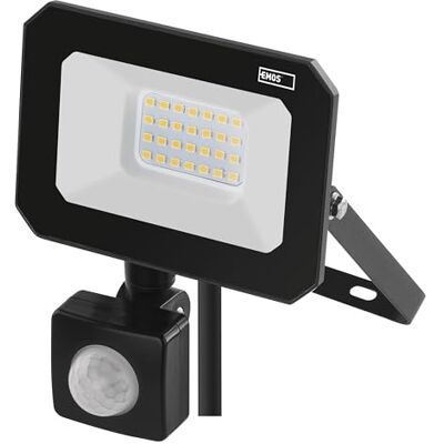 EMOS SIMPO Led-schijnwerper, 20 W, met bewegingsmelder, waterdicht, voor vochtige ruimtes en buiten, super helder, 2000 lm, neutraal wit, 4000 K, levensduur 25.000 uur, aansluitkabel EMOS SIMPO Led-schijnwerper, 20 W, met bewegingsmelder, waterdicht, voor vochtige ruimtes en buiten, super helder, 2000 lm, neutraal wit, 4000 K, levensduur 25.000 uur, aansluitkabel