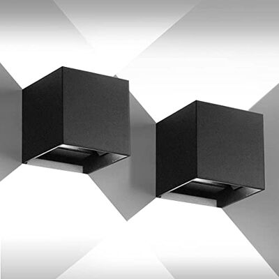 CANMEIJIA Led-buitenwandlamp, 12 W, 6500 K, binnenwandlamp, IP65, 2 stuks, van boven naar beneden verstelbare lichtstraal, voor slaapkamer, woonkamer, hal, balkon, badkamer, zwart CANMEIJIA Led-buitenwandlamp, 12 W, 6500 K, binnenwandlamp, IP65, 2 stuks, van boven naar beneden verstelbare lichtstraal, voor slaapkamer, woonkamer, hal, balkon, badkamer, zwart