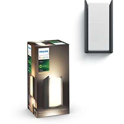 Philips Turaco Wandlamp Buitenlamp IP44 Duurzame LED-verlichting Warmwit Licht Dimbaar Verbind met Hue Bridge Werkt Alexa in Google Home Antraciet Philips Turaco Wandlamp Buitenlamp IP44 Duurzame LED-verlichting Warmwit Licht Dimbaar Verbind met Hue Bridge Werkt Alexa in Google Home Antraciet