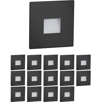 ledscom.de LED traplamp/wandlamp FOW voor binnen en buiten, downlight, hoekig, zwart, 85 x 85mm, koel wit, 15st. ledscom.de LED traplamp/wandlamp FOW voor binnen en buiten, downlight, hoekig, zwart, 85 x 85mm, koel wit, 15st.