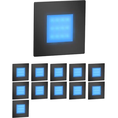 ledscom.de 12 stuks LED trapverlichting / FEX inbouwwandlamp voor binnen en buiten, rechthoekig, zwart, 85 x 85 mm, blauw ledscom.de 12 stuks LED trapverlichting / FEX inbouwwandlamp voor binnen en buiten, rechthoekig, zwart, 85 x 85 mm, blauw