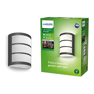 Philips Mygarden Python Wandlamp, 6 W, koel wit licht, 4000 K, 600 lm, IP44 weerbestendig, antraciet Philips Mygarden Python Wandlamp, 6 W, koel wit licht, 4000 K, 600 lm, IP44 weerbestendig, antraciet