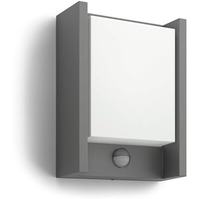 Philips Arbour Ultra Efficient buitenwandlamp, 3,8 W, 2700 K, antraciet, bewegingssensor, IP44 weerbestendig Philips Arbour Ultra Efficient buitenwandlamp, 3,8 W, 2700 K, antraciet, bewegingssensor, IP44 weerbestendig