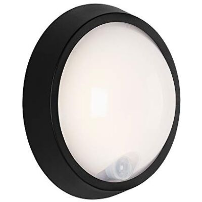 Briloner Led-buitenlamp, buitenwandlamp met bewegingsmelder en schemersensor, 12 watt, 1.150 lichtstroom, 4.000 Kelvin, wit/zwart, rond, Ø 17 cm Briloner Led-buitenlamp, buitenwandlamp met bewegingsmelder en schemersensor, 12 watt, 1.150 lichtstroom, 4.000 Kelvin, wit/zwart, rond, Ø 17 cm