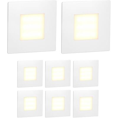 ledscom.de 8 x FEX LED trapverlichting / wandinbouwlampen voor binnen en buiten, vierkant, 85 x 85 mm, warm wit ledscom.de 8 x FEX LED trapverlichting / wandinbouwlampen voor binnen en buiten, vierkant, 85 x 85 mm, warm wit