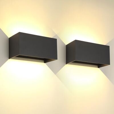 FUPE 2 stuks 25 W led-wandlampen voor binnen en buiten, IP65 waterdicht, modern, aluminium, wandlampen voor buiten, lamp, lichthoek, verstelbaar, zwart, 3000 K, warm wit FUPE 2 stuks 25 W led-wandlampen voor binnen en buiten, IP65 waterdicht, modern, aluminium, wandlampen voor buiten, lamp, lichthoek, verstelbaar, zwart, 3000 K, warm wit