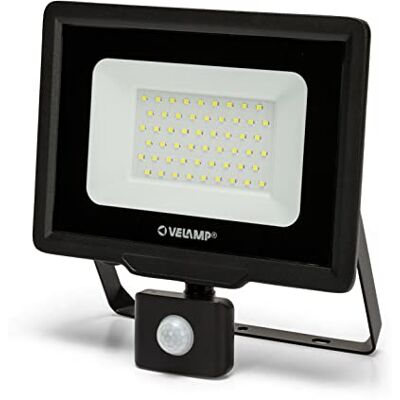 Velamp 50 W led-spot met bewegingsmelder IP44 waterdichte buitenveiligheidslamp, 4250 lumen, krachtig koud wit licht, 6500 K Velamp 50 W led-spot met bewegingsmelder IP44 waterdichte buitenveiligheidslamp, 4250 lumen, krachtig koud wit licht, 6500 K