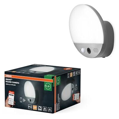 OSRAM SMART+ buitenlamp met HD-camera en bewegingsmelder, wifi-bediening, warm wit licht 3000 K, IP44-bescherming voor voordeur en garage OSRAM SMART+ buitenlamp met HD-camera en bewegingsmelder, wifi-bediening, warm wit licht 3000 K, IP44-bescherming voor voordeur en garage