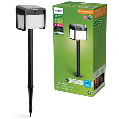 Philips Nissa sokkellamp UltraEfficient LED Buitenlamp op zonne-energie Helder warm licht; 3000 K Zwart Bewegingssensor Zonne-energie Schemersensor Tuinpadverlichting Philips Nissa sokkellamp UltraEfficient LED Buitenlamp op zonne-energie Helder warm licht; 3000 K Zwart Bewegingssensor Zonne-energie Schemersensor Tuinpadverlichting