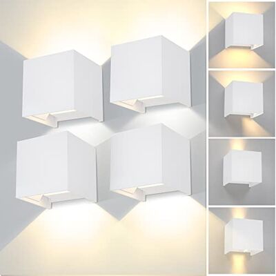 CANMEIJIA Wandlamp voor buiten, 12 W, waterdicht, IP65, warm licht, 3000 K, verstelbare hoek, witte lamp voor veranda, woonkamer, slaapkamer CANMEIJIA Wandlamp voor buiten, 12 W, waterdicht, IP65, warm licht, 3000 K, verstelbare hoek, witte lamp voor veranda, woonkamer, slaapkamer