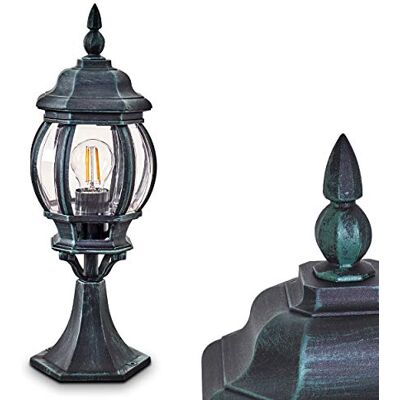 hofstein Buitenverlichting Lentua, basisverlichting in antieke look, gegoten aluminium in zwart/groen met kunststof schijven, padverlichting 50 cm, retro/vintage tuinlamp, E27 stopcontact, max. 60 Watt IP44 hofstein Buitenverlichting Lentua, basisverlichting in antieke look, gegoten aluminium in zwart/groen met kunststof schijven, padverlichting 50 cm, retro/vintage tuinlamp, E27 stopcontact, max. 60 Watt IP44