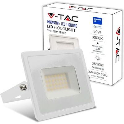 V-TAC Led-buitenspot, 30 W, hoge prestaties, wit, 2510 lumen, IP65, led-buitenspot van aluminium voor huis, tuin, terras, park, garage, waterdicht, wit licht V-TAC Led-buitenspot, 30 W, hoge prestaties, wit, 2510 lumen, IP65, led-buitenspot van aluminium voor huis, tuin, terras, park, garage, waterdicht, wit licht