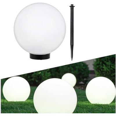 Green Blue GB168 Zonnelamp voor buiten met led-bal op zonne-energie, 30 cm, wit Green Blue GB168 Zonnelamp voor buiten met led-bal op zonne-energie, 30 cm, wit