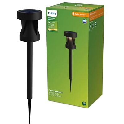 Philips Avery tuinpaal Buitenlamp op zonne-energie Warm wit licht; 2700 K Zwart Zonne-energie Tuinpadverlichting Sokkellamp Philips Avery tuinpaal Buitenlamp op zonne-energie Warm wit licht; 2700 K Zwart Zonne-energie Tuinpadverlichting Sokkellamp