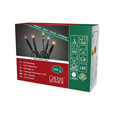 Konstsmide 6354-520 micro-led-lichtsnoer, 100 gekleurde diodes, 24 V binnentransformator, donkergroene kabel Konstsmide 6354-520 micro-led-lichtsnoer, 100 gekleurde diodes, 24 V binnentransformator, donkergroene kabel