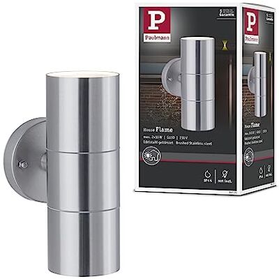 Paulmann 94331 Flame wandlamp voor buiten, geborsteld roestvrij staal, IP44, max. 2 x 10 W Paulmann 94331 Flame wandlamp voor buiten, geborsteld roestvrij staal, IP44, max. 2 x 10 W
