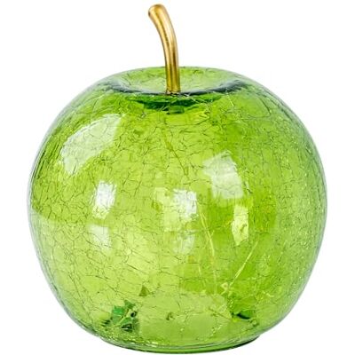 levandeo Led-decoratieve lamp van groen glas, hoogte 17 cm, timer, sfeerlicht, craquelé look levandeo Led-decoratieve lamp van groen glas, hoogte 17 cm, timer, sfeerlicht, craquelé look