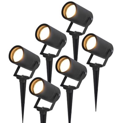 HOFTRONIC Set van 6 LED Spikey tuinspots van aluminium IP65 waterdicht GU10 fitting Dimbaar Spot met zwarte grondpen (RAL9004) HOFTRONIC Set van 6 LED Spikey tuinspots van aluminium IP65 waterdicht GU10 fitting Dimbaar Spot met zwarte grondpen (RAL9004)