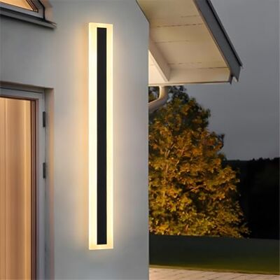 ZTWLEED Wandlamp voor buiten, 21 W, lange led-wandlamp, IP65, waterdicht, buitenlamp, warm wit, 3000 K, zwart, metaal, acryl, lamp voor villa, binnenplaats, tuin, 100 cm ZTWLEED Wandlamp voor buiten, 21 W, lange led-wandlamp, IP65, waterdicht, buitenlamp, warm wit, 3000 K, zwart, metaal, acryl, lamp voor villa, binnenplaats, tuin, 100 cm
