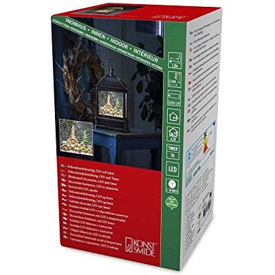 Konstsmide Led-sneeuwlantaarn met kerk en kerstmarkt, gevuld met water, stroomvoorziening naar keuze, met 5 uur timer, warmwitte diode, 4,5 V binnentransformator, werking Konstsmide Led-sneeuwlantaarn met kerk en kerstmarkt, gevuld met water, stroomvoorziening naar keuze, met 5 uur timer, warmwitte diode, 4,5 V binnentransformator, werking