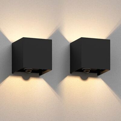 ledscom.de 2 stuks CUBEL wandlamp voor buiten, IP65, up and downlight, bewegingsmelder, mat zwart, vierkant, 1 x G9 max. 10 W. ledscom.de 2 stuks CUBEL wandlamp voor buiten, IP65, up and downlight, bewegingsmelder, mat zwart, vierkant, 1 x G9 max. 10 W.